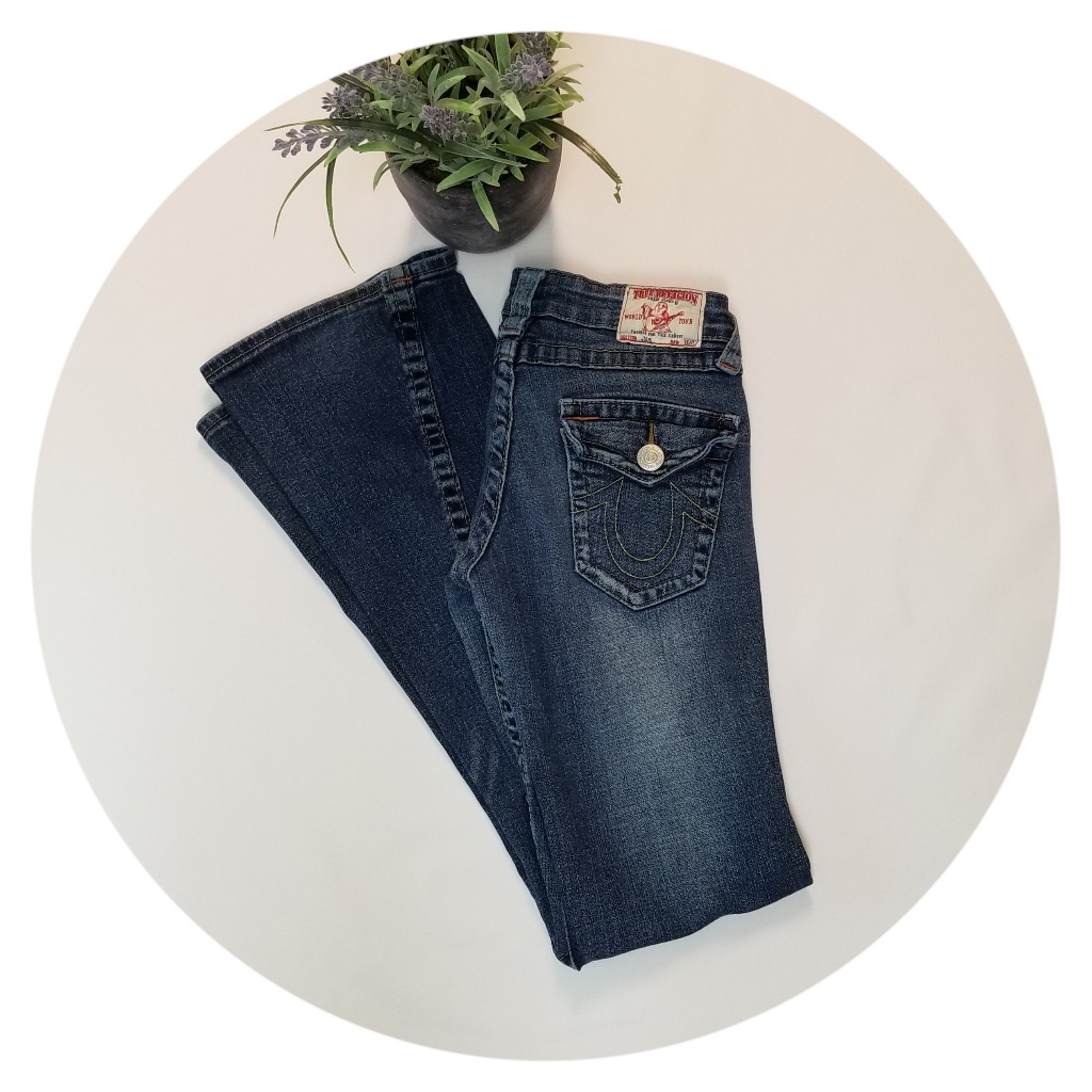 True Religion Julie Twisted Low Rise Flare Sz 26